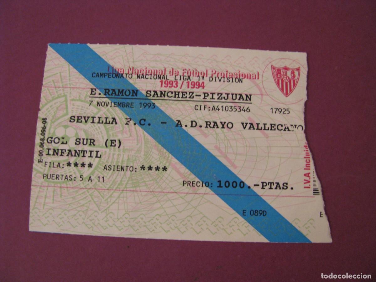 Coleccionismo deportivo: ENTRADA FUTBOL. SEVILLA F. C. - A. D. RAYO VALLECANO. 7 NOVIEMBRE 1993