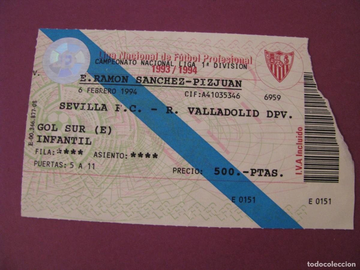 Coleccionismo deportivo: ENTRADA FUTBOL. SEVILLA F. C. - R. VALLADOLID DPV. 6 FEBRERO 1994