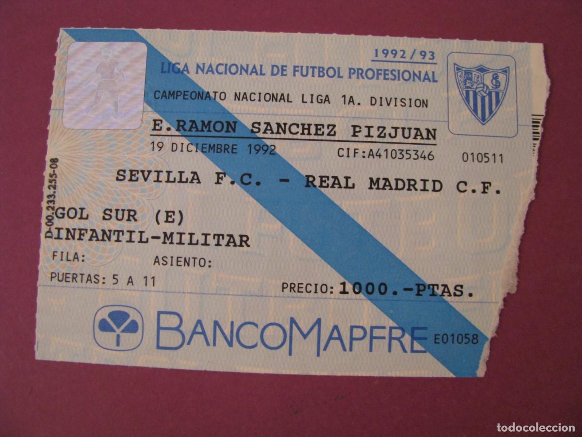 Coleccionismo deportivo: ENTRADA FUTBOL. SEVILLA F. C. - REAL MADRID. 19 DICIEMBRE 1992