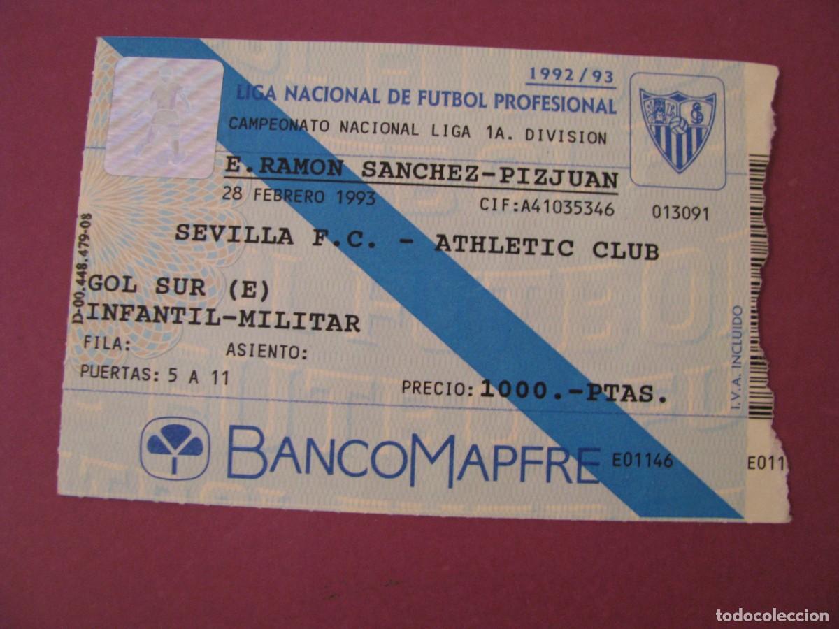 Coleccionismo deportivo: ENTRADA FUTBOL. SEVILLA F. C. - ATHLETIC CLUB 28 FEBRERO 1993