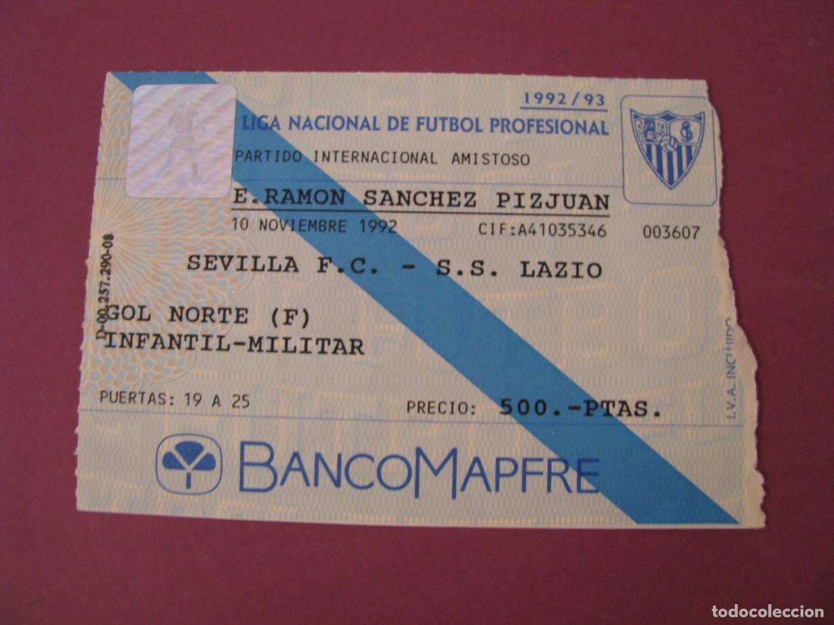 Coleccionismo deportivo: ENTRADA FUTBOL. SEVILLA F. C. - S. S. LAZIO. 10 NOVIEMBRE 1992. AMISTOSO