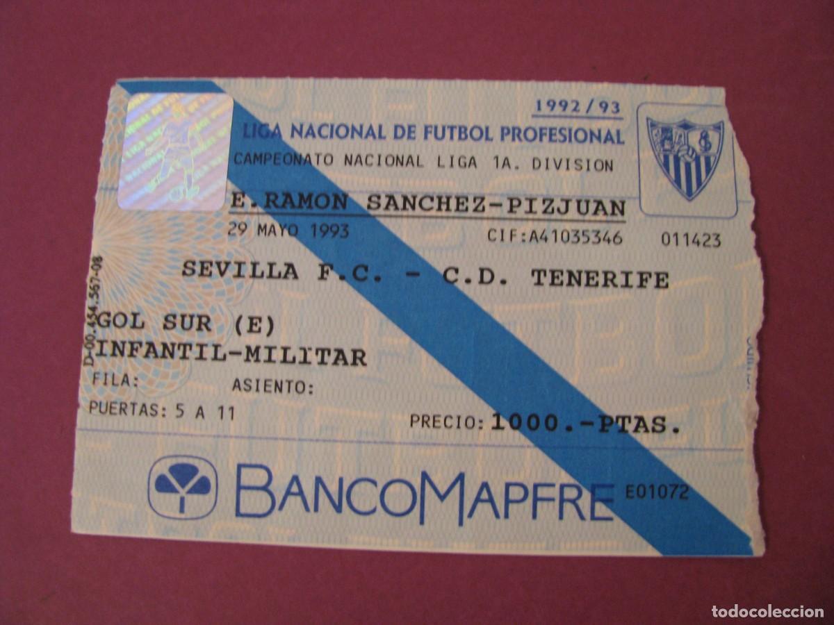 Coleccionismo deportivo: ENTRADA FUTBOL. SEVILLA F. C. - C. D. TENERIFE. 29 MAYO 1993