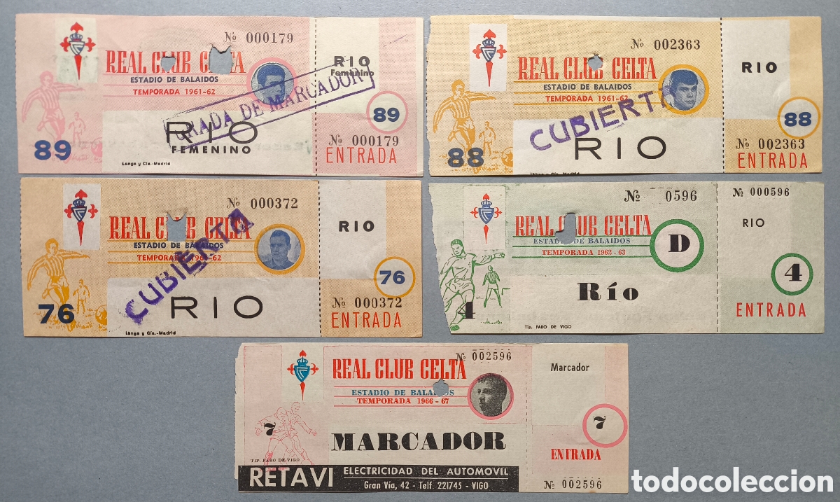 Coleccionismo deportivo: F&Uacute;TBOL REAL CLUB CELTA DE VIGO ENTRADA ESTADIO BALAIDOS TEMP. 1961 - 1962 - 1963 - 1966 - 1967