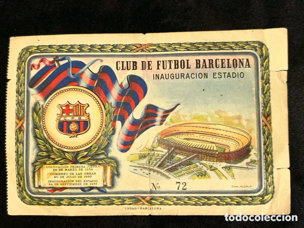 Coleccionismo deportivo: Entrada FC.Barcelona a&ntilde;o 1957