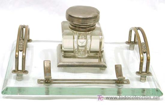 Escriban&iacute;a: Escribania de cristal de Ppos del S XX - Foto 1