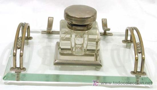 Escriban&iacute;a: Escribania de cristal de Ppos del S XX - Foto 2