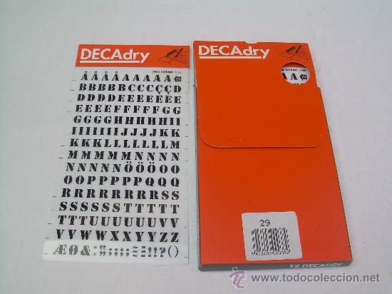 Writing Items: DIEZ HOJAS DECADRY - N&ordm; 29 - LETRAS DE 7 MM. NEGRAS.