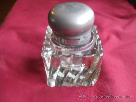 Escriban&iacute;a: TINTERO CRISTAL MACIZO CON TAPON METAL - Foto 1