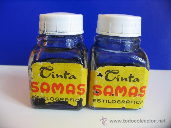 Escrita: Dos frascos de tinta estilogr&aacute;fica SAMAS