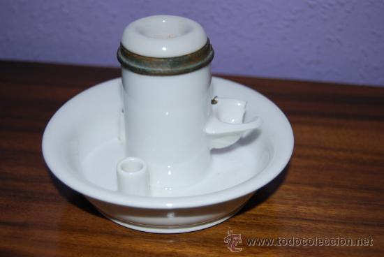 Escriban&iacute;a: ANTIGUO TINTERO DE PORCELANA Y LAT&Oacute;N - Foto 1