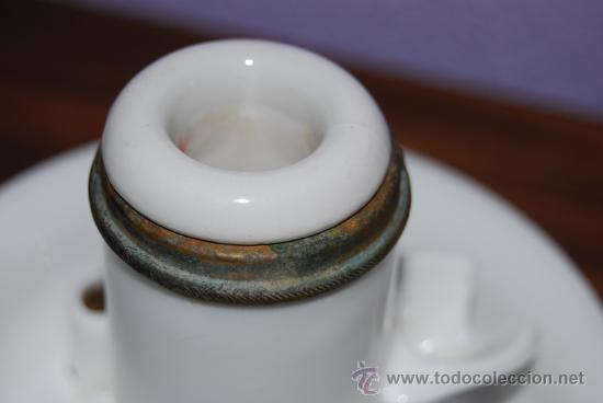 Escriban&iacute;a: ANTIGUO TINTERO DE PORCELANA Y LAT&Oacute;N - Foto 6