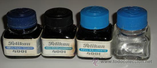 Writing Items: 4 Frascos de Tinta PELICAN de 3'5 x 5 cm. con y sin tinta