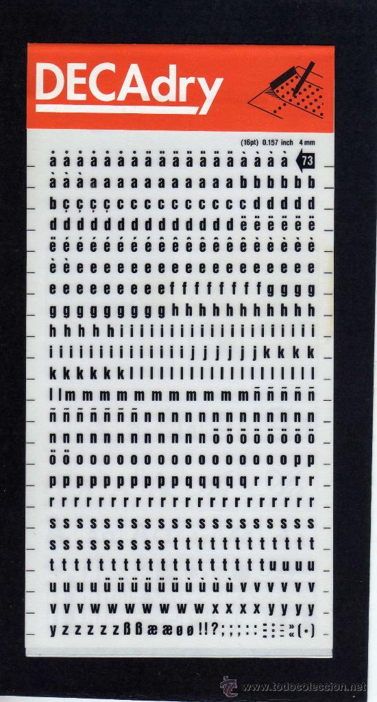 Escrita: LETRAS TRANSFERIBLES DECADRY - N&ordm; 73 - 4 MM. NEGRO.