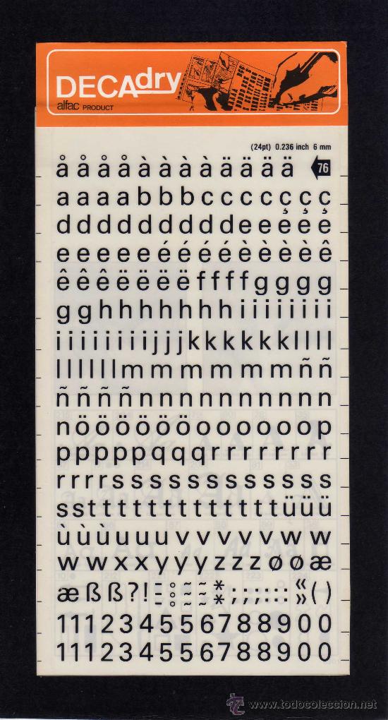 Escrita: LETRAS TRANSFERIBLES DECADRY - N&ordm; 76 - 6 MM. NEGRO.
