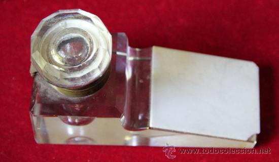 Escriban&iacute;a: ANTIGUO TINTERO REPOSAPLUMAS DE CRISTAL - Foto 1