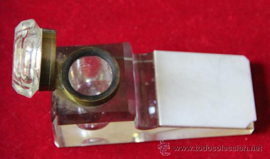 Escriban&iacute;a: ANTIGUO TINTERO REPOSAPLUMAS DE CRISTAL - Foto 4