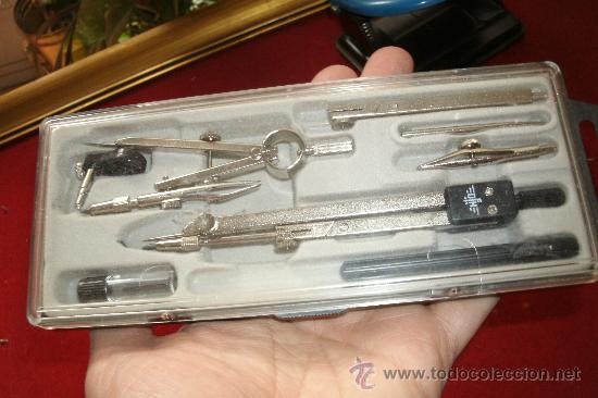 Escriban&iacute;a: ANTIGUO JUEGO DE COMPAS Y ACCESOR&Iacute;OS EN ESTUCHE - Foto 1