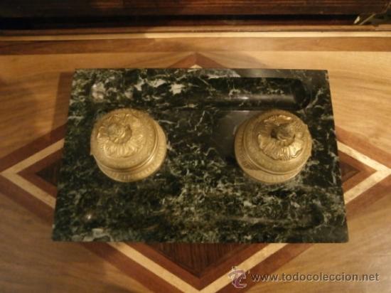 Escriban&iacute;a: ESCRIBANIA DE MARMOL Y BRONCE DE EPOCA NAPOLEON III - Foto 2
