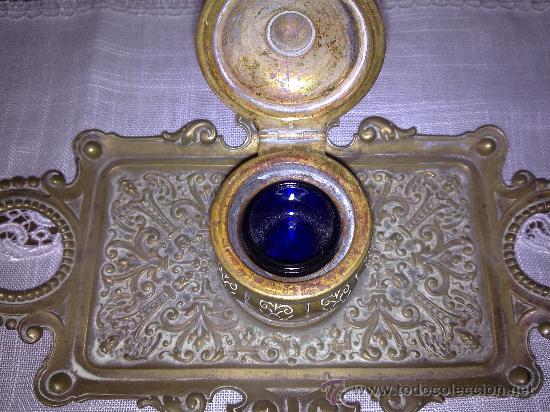 Escriban&iacute;a: antiguo y preciosisimo tintero de bronce. - Foto 5