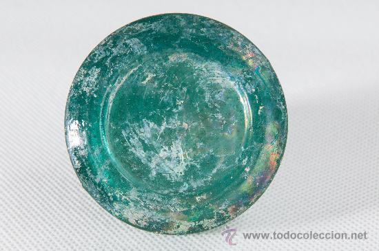 Escriban&iacute;a: TINTERO DE VIDRIO VERDE, SIGLO XIX - Foto 3