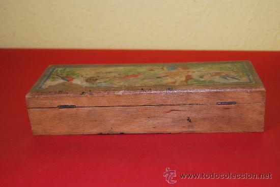 Escriban&iacute;a: ESTUCHE DE MADERA - PLUMIER - A&Ntilde;OS 40-50 - Foto 4