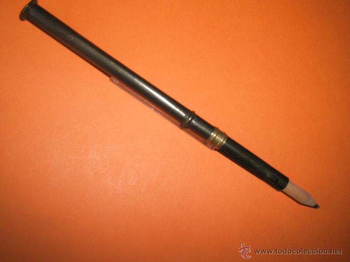 Schreibwaren: PORTAL&Aacute;PICES MET&Aacute;LICO-CIRCA 1930-MARR&Oacute;N-CON L&Aacute;PIZ-125 MM-.