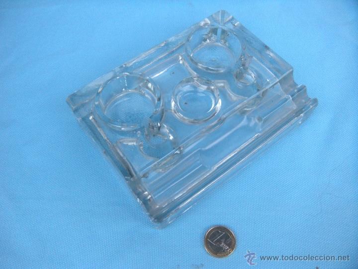 Escriban&iacute;a: ANTIGUO TINTERO DOBLE EN CRISTAL. - Foto 3