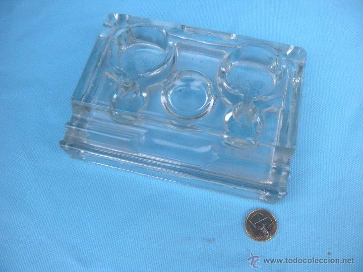 Escriban&iacute;a: ANTIGUO TINTERO DOBLE EN CRISTAL. - Foto 4