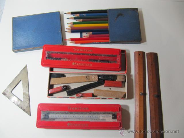 Writing Items: Lote de 7 piezas de escritorio infantil. Portaminas llenos