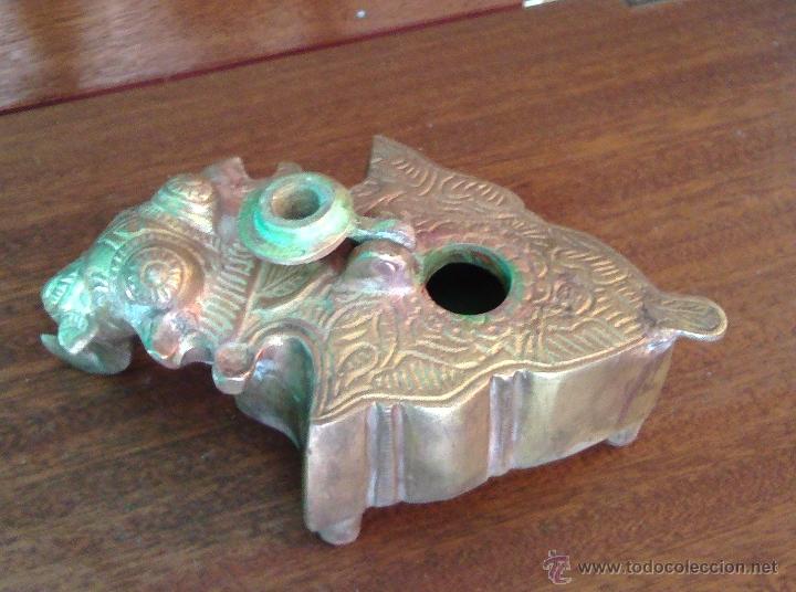 Escriban&iacute;a: TINTERO DE BRONCE. INDIA. ELEFANTE. - Foto 1