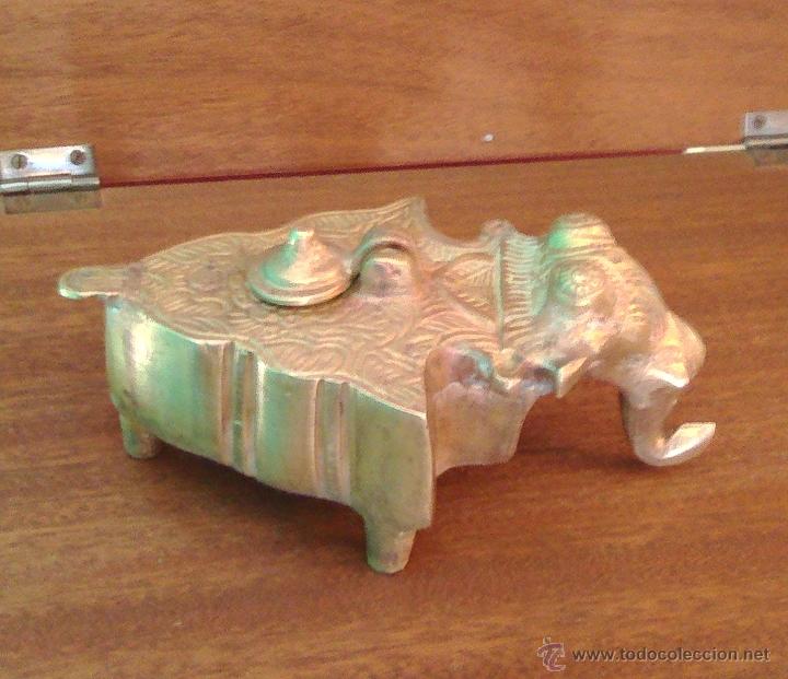 Escriban&iacute;a: TINTERO DE BRONCE. INDIA. ELEFANTE. - Foto 2