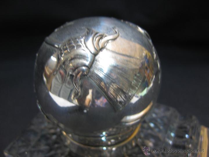 Escriban&iacute;a: TINTERO ART DECO. CRISTAL Y PLATA. - Foto 4