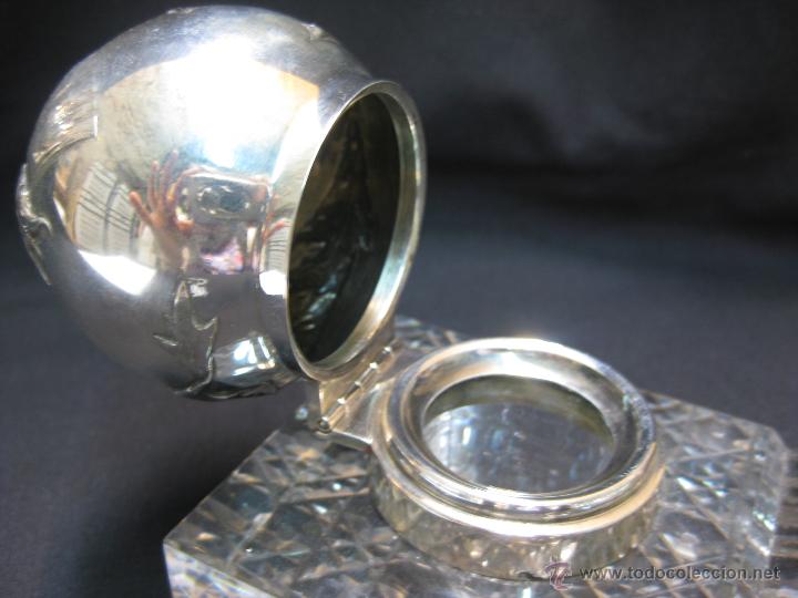 Escriban&iacute;a: TINTERO ART DECO. CRISTAL Y PLATA. - Foto 6