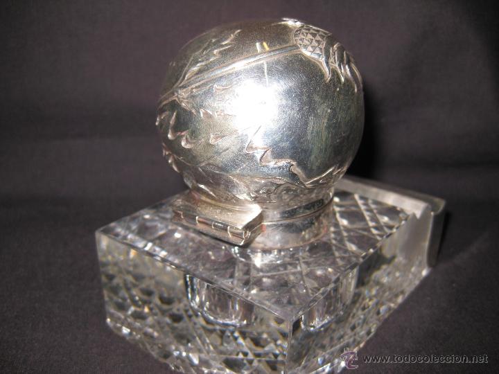 Escriban&iacute;a: TINTERO ART DECO. CRISTAL Y PLATA. - Foto 9