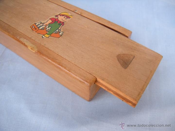 Escriban&iacute;a: ANTIGUO PLUMIER DE MADERA. COLEGIO. - Foto 4