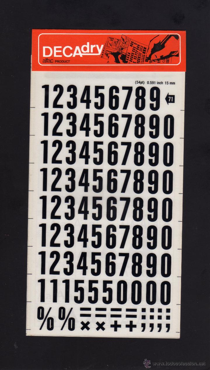 Escriban&iacute;a: HOJA DECADRY - N&ordm; 71 - NUMEROS - 15 MM. - NEGRO - Foto 1
