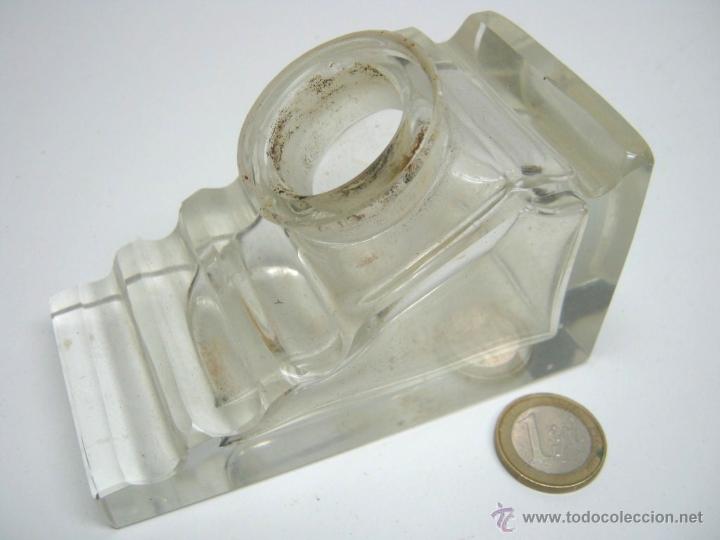 Escriban&iacute;a: Gran tintero y portaplumas de cristal - Foto 2