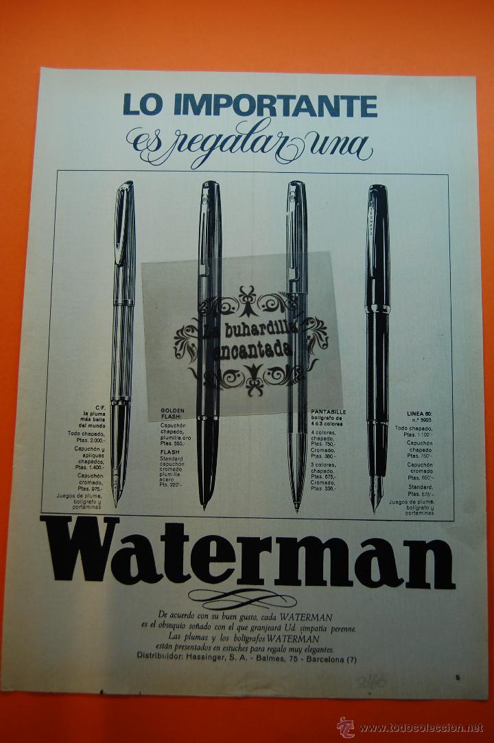 Escriban&iacute;a: PUBLICIDAD - A&Ntilde;O 1966 - PLUMAS WATERMAN - Foto 1