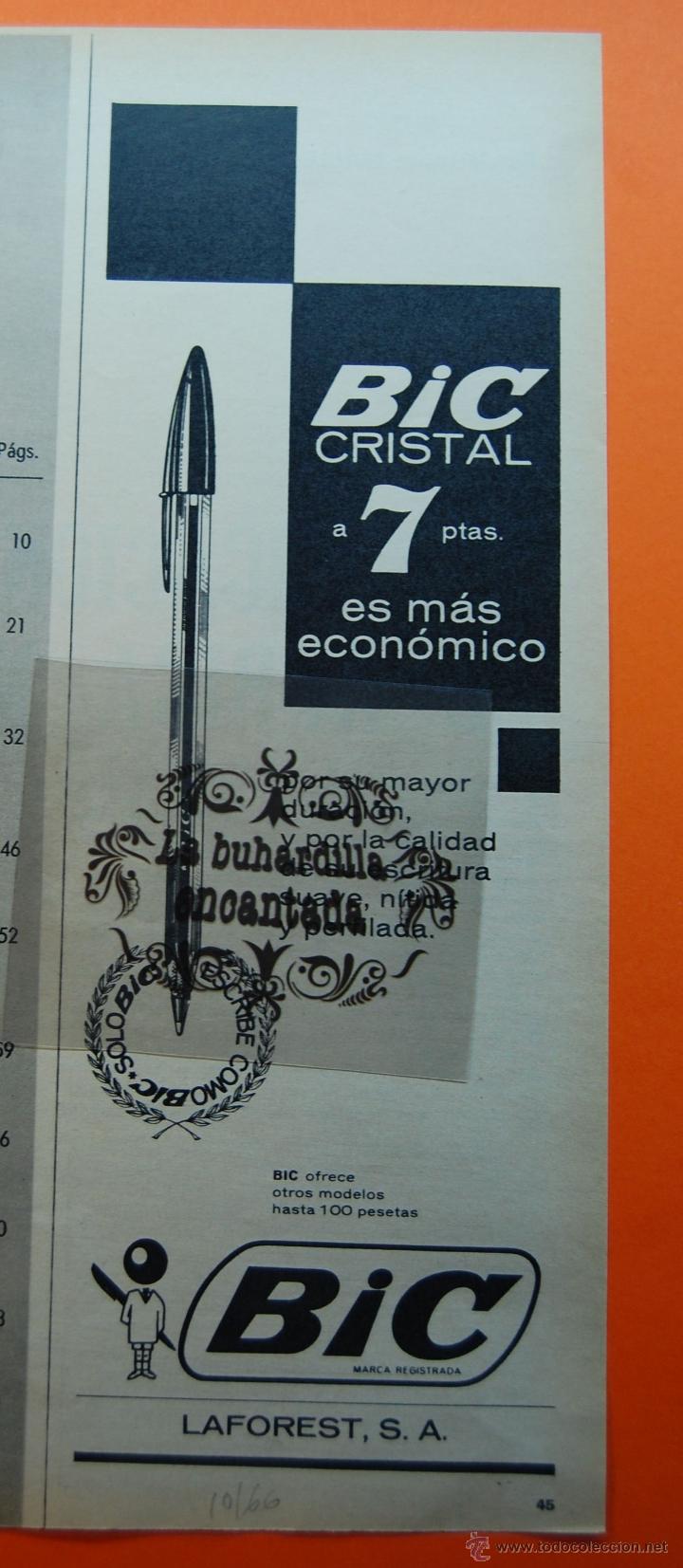 Escriban&iacute;a: PUBLICIDAD - A&Ntilde;O 1966 - BIC CRISTAL - Foto 1