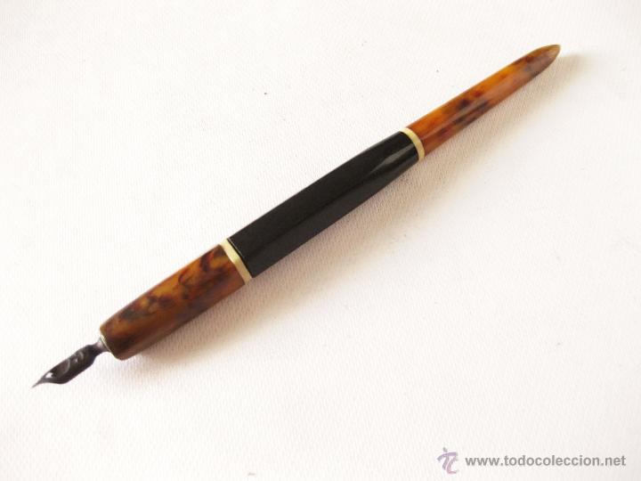 Escriban&iacute;a: PLUMA DE MADERA DE EBANO Y CAREY ANTIGUA - Foto 1
