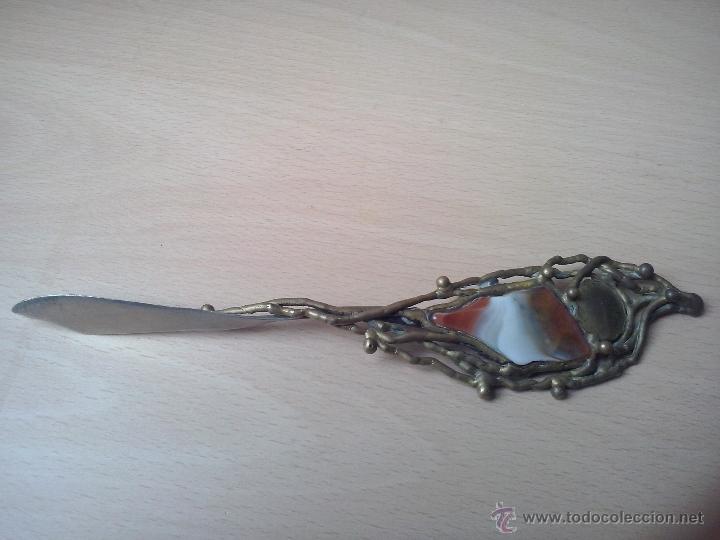 Escriban&iacute;a: abrecartas bronce con piedra agata - Foto 1