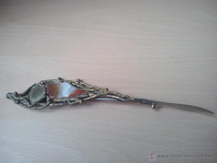 Escriban&iacute;a: abrecartas bronce con piedra agata - Foto 2
