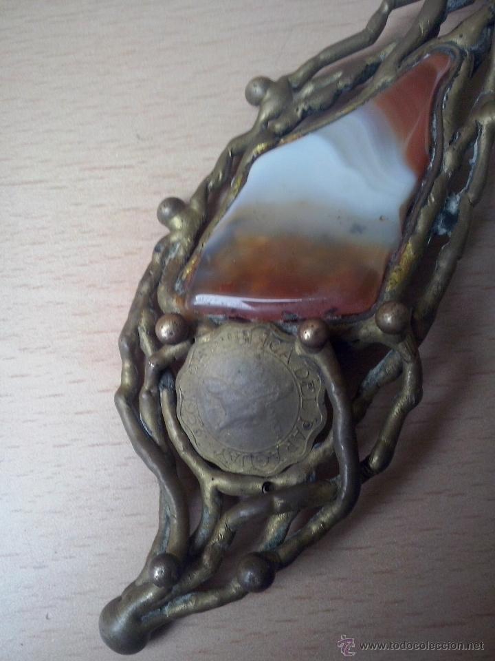 Escriban&iacute;a: abrecartas bronce con piedra agata - Foto 4