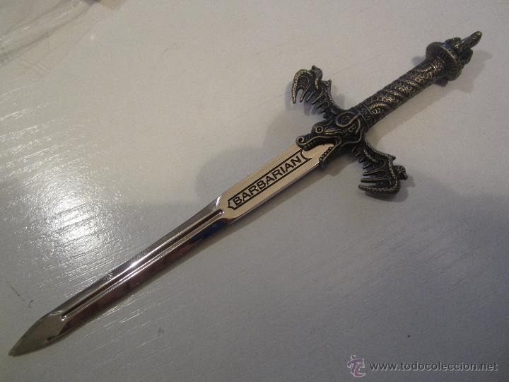 Escriban&iacute;a: ABRECARTAS ESPADA BARBARIAN 16 cm. ELABORADA EN TOLEDO - Foto 3
