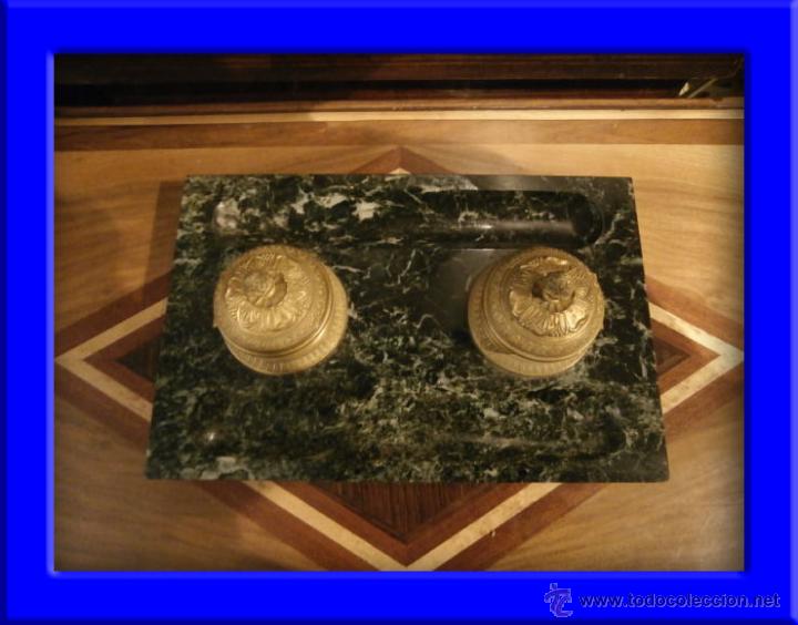 Escriban&iacute;a: ESCRIBANIA DE MARMOL Y BRONCE DE EPOCA NAPOLEON III - Foto 1