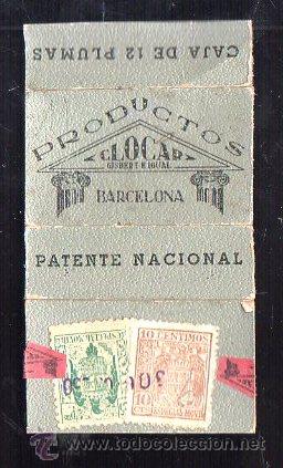 Escriban&iacute;a: FRONTAL DE CAJA DE PLUMA CLOCAR. GISBERT E IGUAL. BARCELONA. - Foto 1