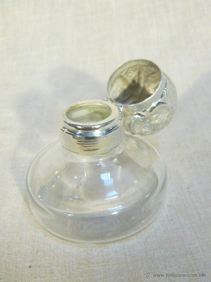 Escriban&iacute;a: TINTERO DE CRISTAL Y PLUMA DE MADERA CON PLATA DE LEY - Foto 5