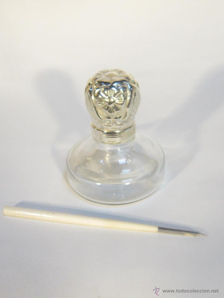 Escriban&iacute;a: TINTERO DE CRISTAL Y PLUMA DE MADERA CON PLATA DE LEY - Foto 13