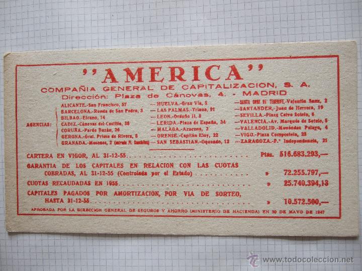 Escriban&iacute;a: AMERICA - COMPA&Ntilde;IA GENERAL DE CAPITALIZACION - A&Ntilde;OS 50 - AGENCIAS Y VALOR - PAPEL SECANTE