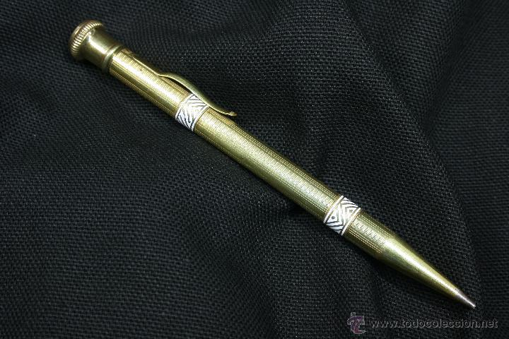 Escriban&iacute;a: Portaminas chapado en oro. Esmalte blanco. - Foto 1